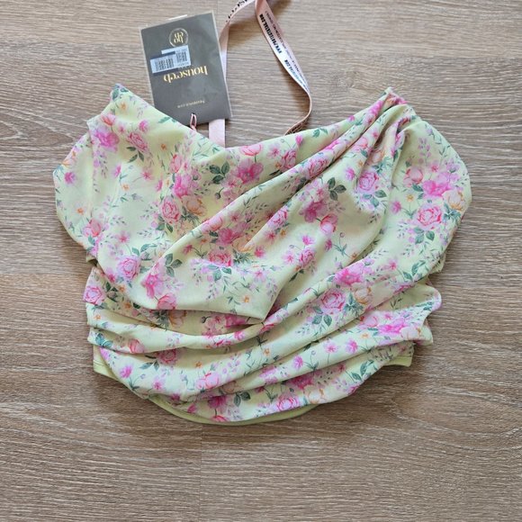 HOUSE OF CB Vivienne Floral Corset Lemon Print Sz Small Strapless Scoop Neck NWT - Picture 4 of 16